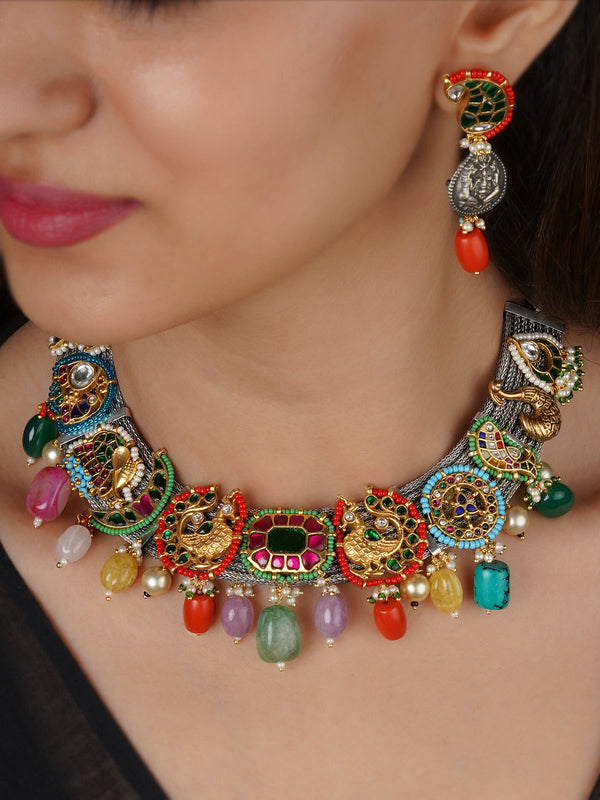 Multicolor Tribal Necklace Set - EK-SFSET310M