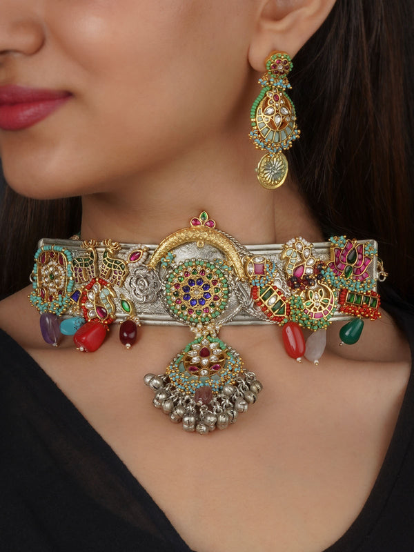 Multicolor Tribal Necklace Set - EK-SFSET316M