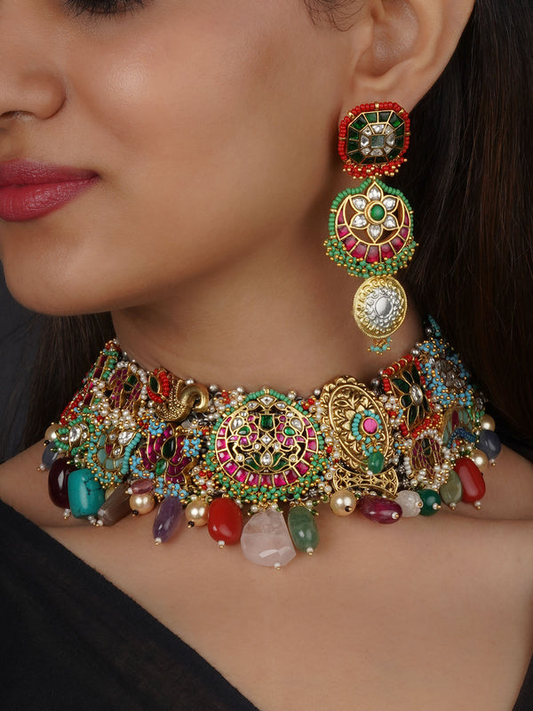 Multicolor Tribal Necklace Set - EK-SFSET320M