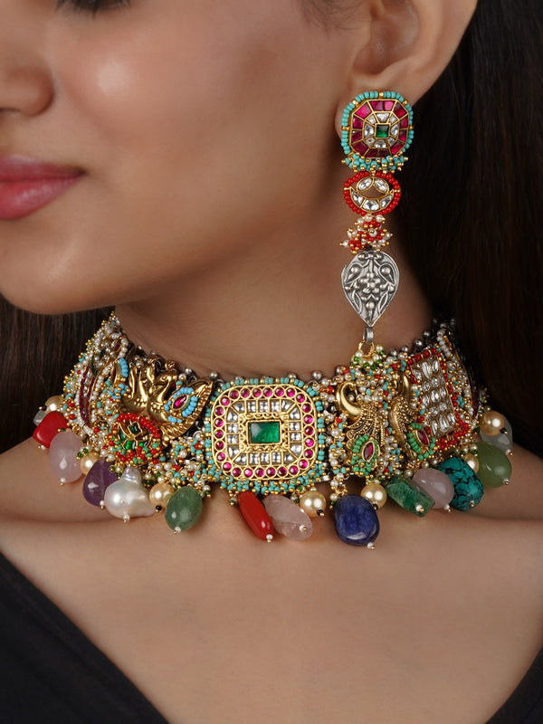 Multicolor Tribal Necklace Set - EK-SFSET326M