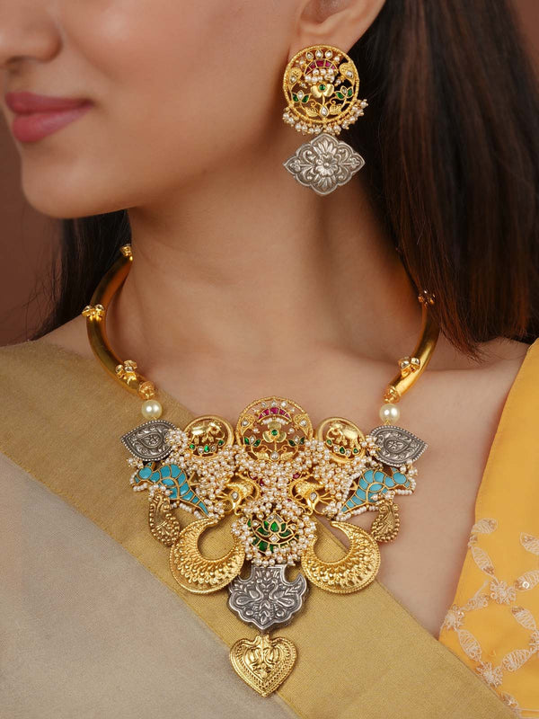 Multicolor Tribal Necklace Set - EK-SFSET346MA