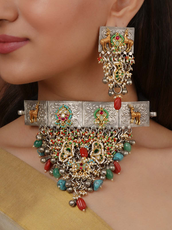 Multicolor Tribal Necklace Set - EK-SFSET357