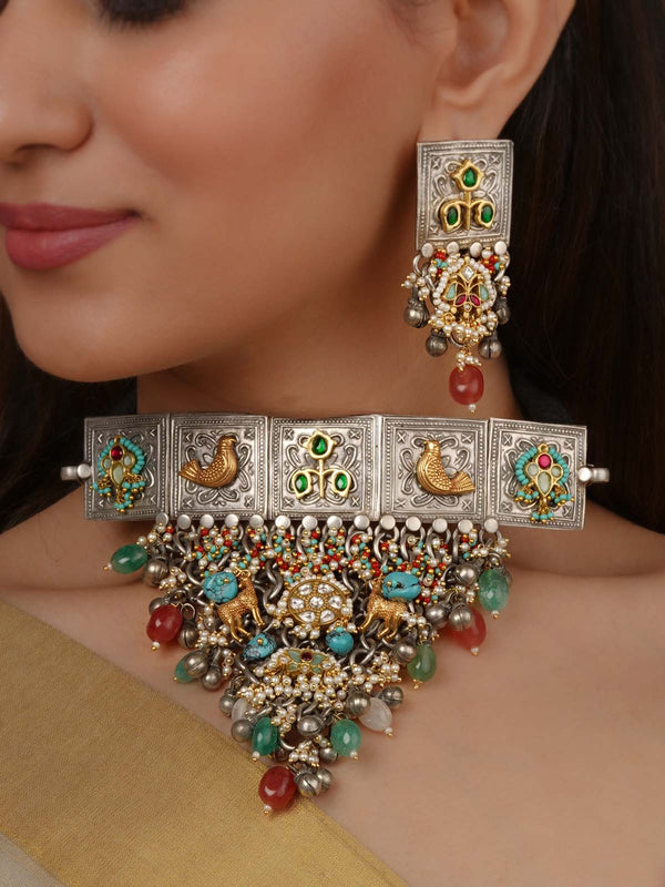 Multicolor Tribal Necklace Set - EK-SFSET357