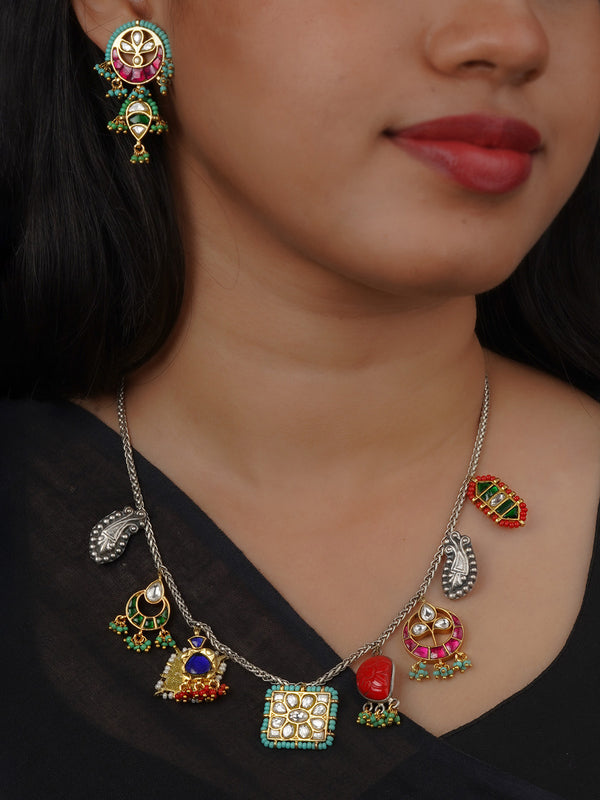 Multicolor Tribal Necklace Set - EK-SFSET382M