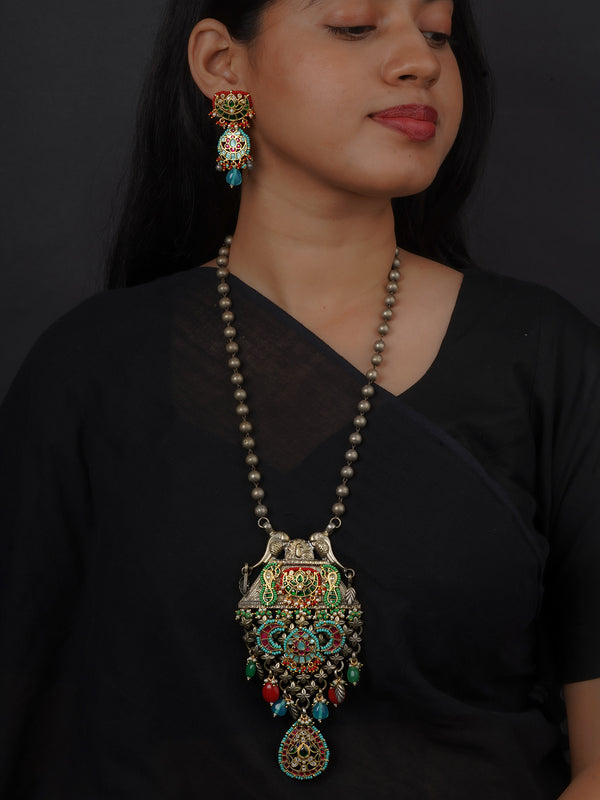 Multicolor Tribal Necklace Set - EK-SFSET391M