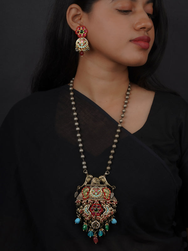 Multicolor Tribal Necklace Set - EK-SFSET392M