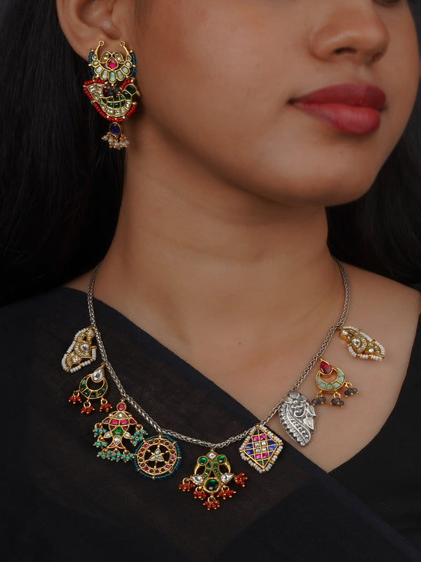 Multicolor Tribal Necklace Set - EK-SFSET393M