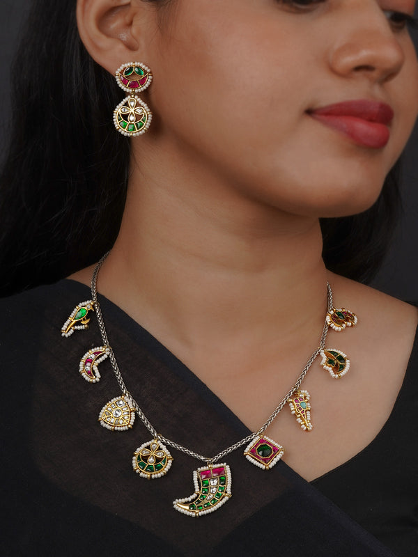 Multicolor Tribal Necklace Set - EK-SFSET396M