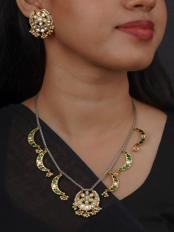 Green Color Tribal Necklace Set - EK-SFSET397WGR