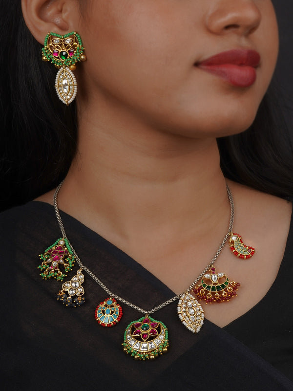 Multicolor Tribal Necklace Set - EK-SFSET399M