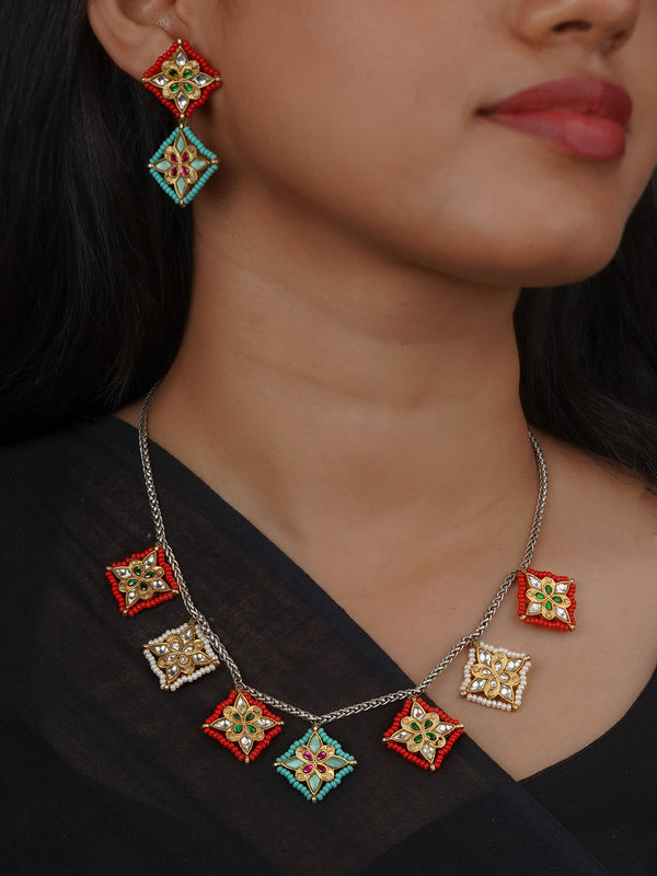 Multicolor Tribal Necklace Set - EK-SFSET404M