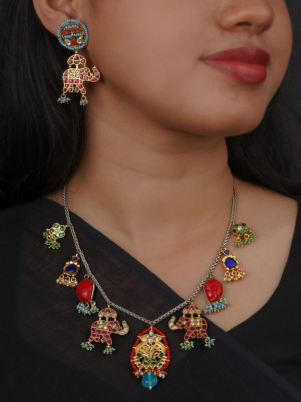 Multicolor Tribal Necklace Set - EK-SFSET408M