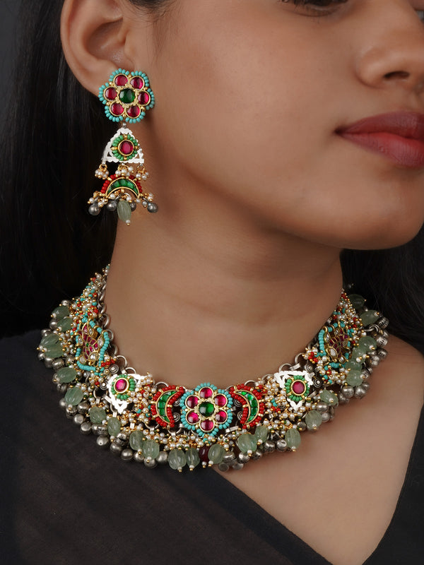Multicolor Tribal Necklace Set - EK-SFSET415M
