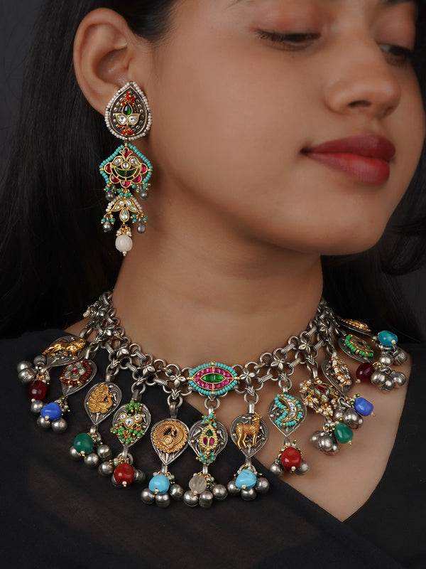 Multicolor Tribal Necklace Set - EK-SFSET416M