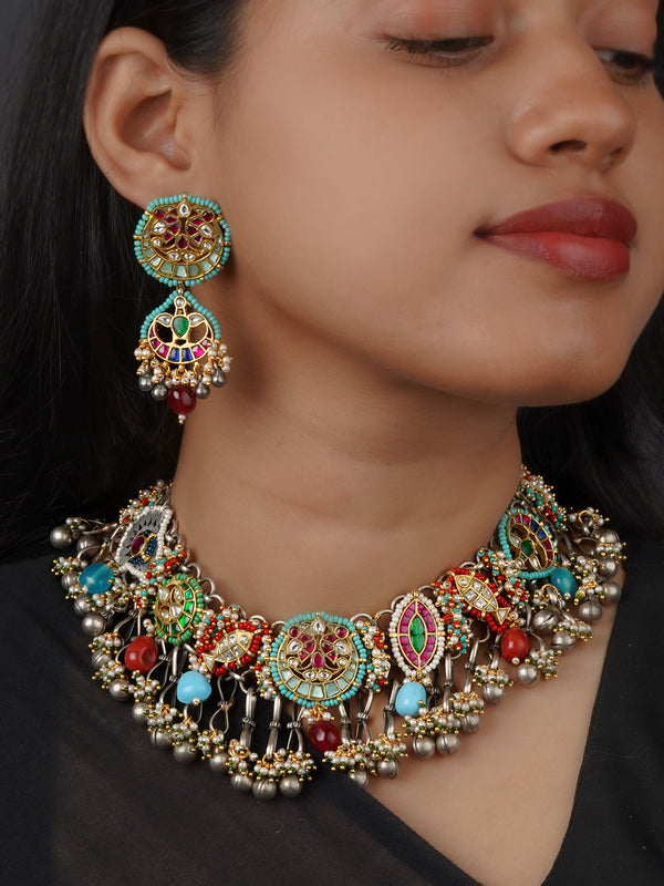 Multicolor Tribal Necklace Set - EK-SFSET420M