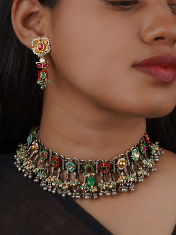 Multicolor Tribal Necklace Set - EK-SFSET425M