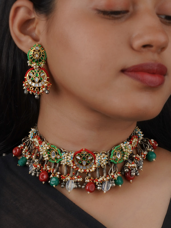 Multicolor Tribal Necklace Set - EK-SFSET428M
