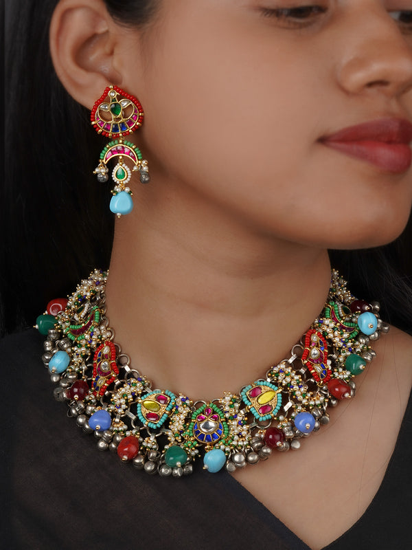 Multicolor Tribal Necklace Set - EK-SFSET430M