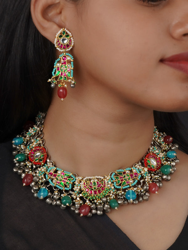 Multicolor Tribal Necklace Set - EK-SFSET432M