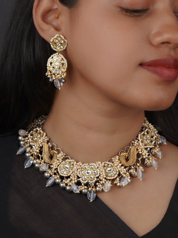 White Color Tribal Necklace Set - EK-SFSET434