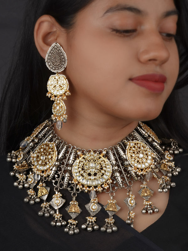 White Color Tribal Necklace Set - EK-SFSET435
