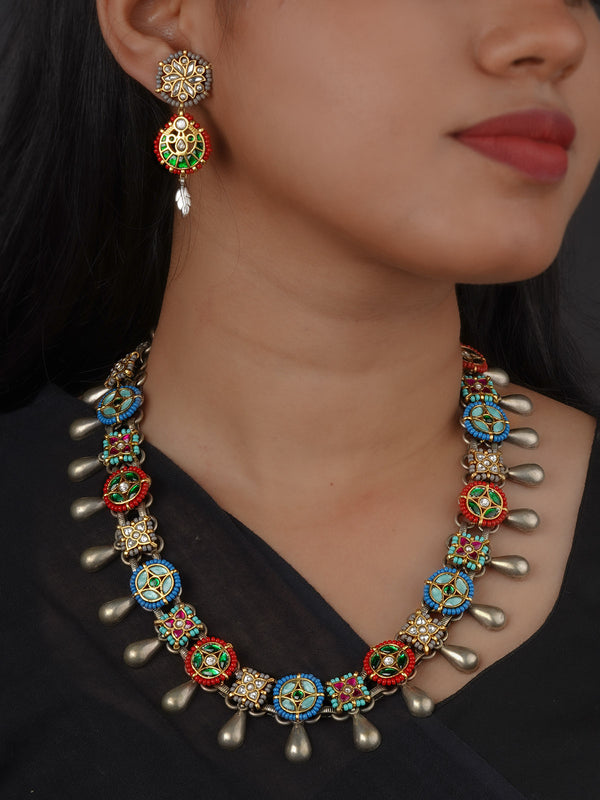 Multicolor Tribal Necklace Set - EK-SFSET437M