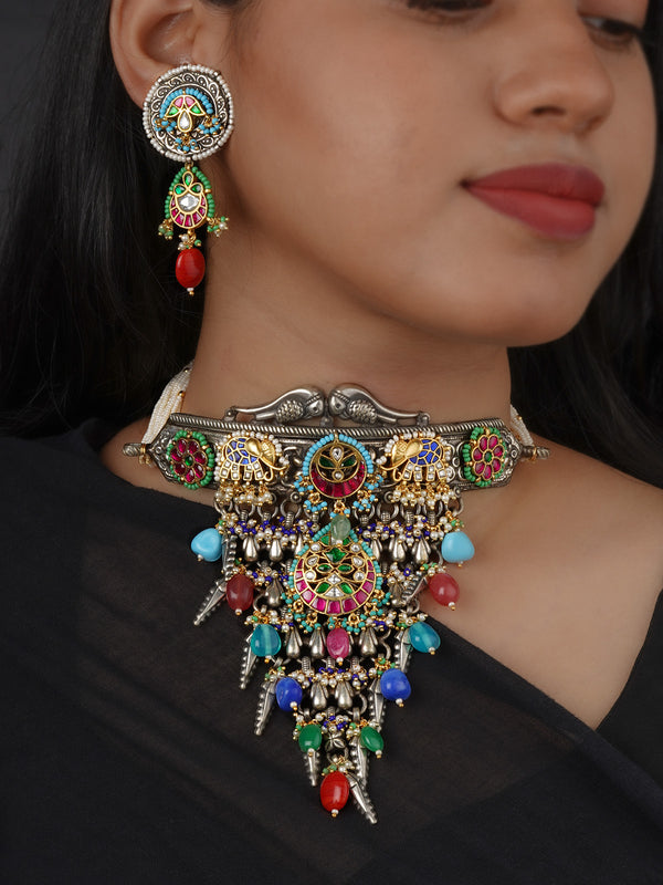 Multicolor Tribal Necklace Set - EK-SFSET438M