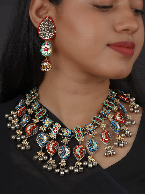 Multicolor Tribal Necklace Set - EK-SFSET439M