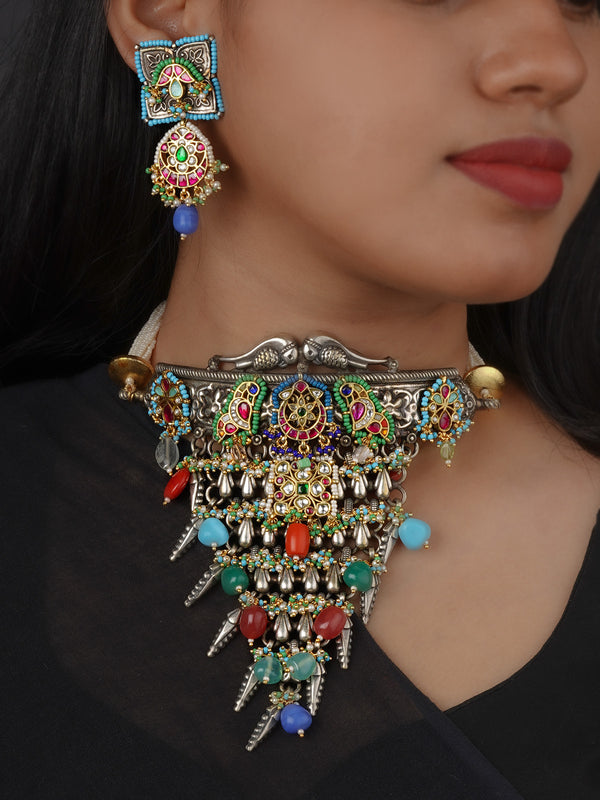 Multicolor Tribal Necklace Set - EK-SFSET440M
