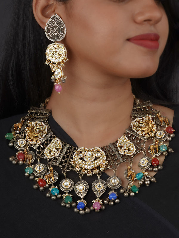 Multicolor Tribal Necklace Set - EK-SFSET441