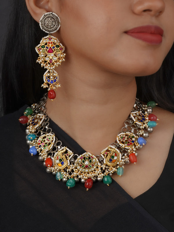 Navratna Tribal Necklace Set - EK-SFSET445N