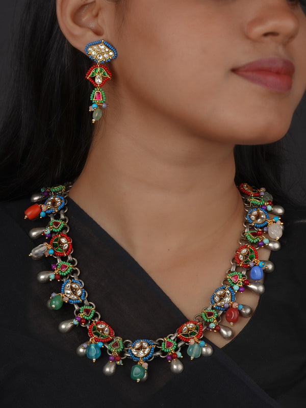 Multicolor Tribal Necklace Set - EK-SFSET447M