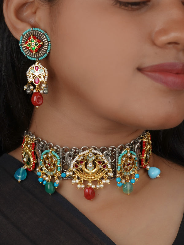 Multicolor Tribal Necklace Set - EK-SFSET449