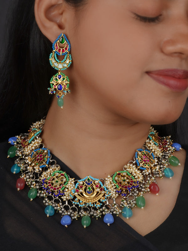 Multicolor Tribal Necklace Set - EK-SFSET450