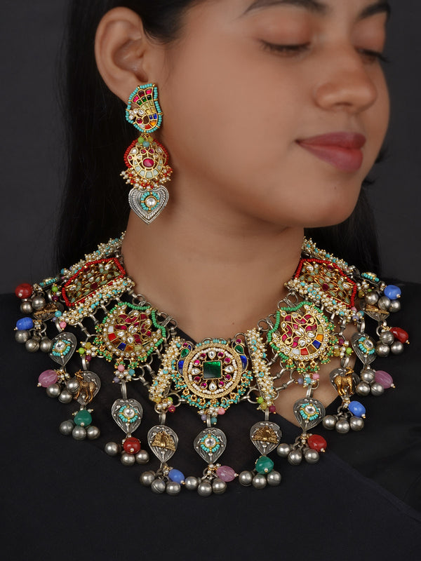 Multicolor Tribal Necklace Set - EK-SFSET454