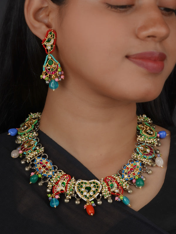 Multicolor Tribal Necklace Set - EK-SFSET458