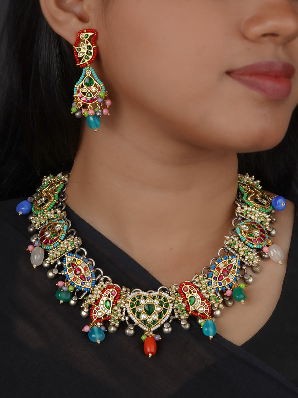 Multicolor Tribal Necklace Set - EK-SFSET458
