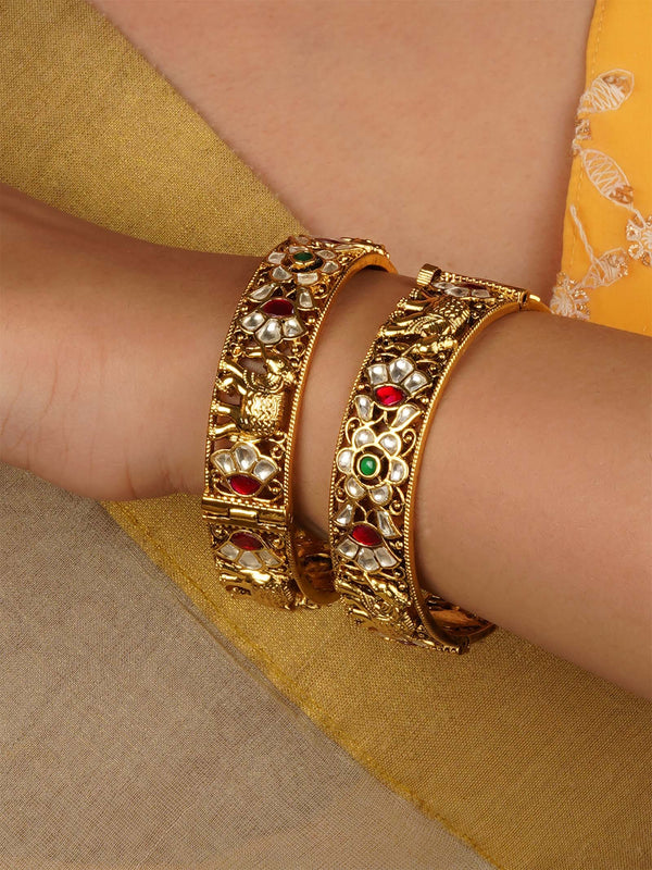 Gold Plated Jadau Kundan Bangles - MB198