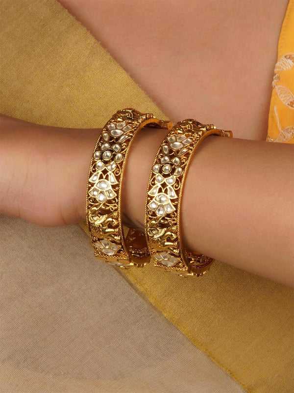 Gold Plated Jadau Kundan Bangles - MB198