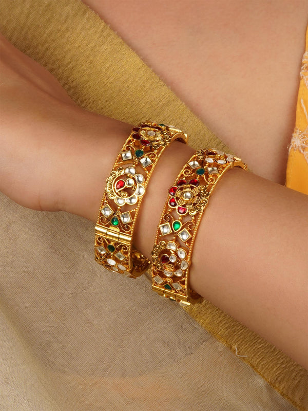 Gold Plated Jadau Kundan Bangles - MB199