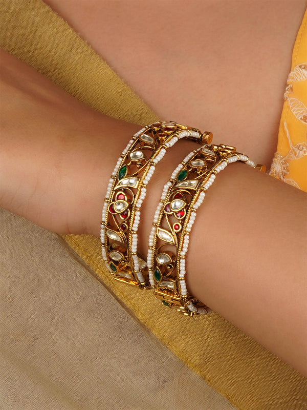 Gold Plated Jadau Kundan Bangles - MB201Y