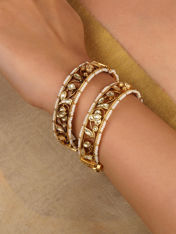 Gold Plated Jadau Kundan Bangles - MB201Y