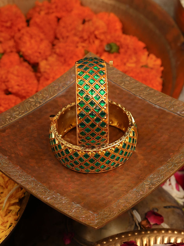 Gold Plated Jadau Kundan Bangles - MB207