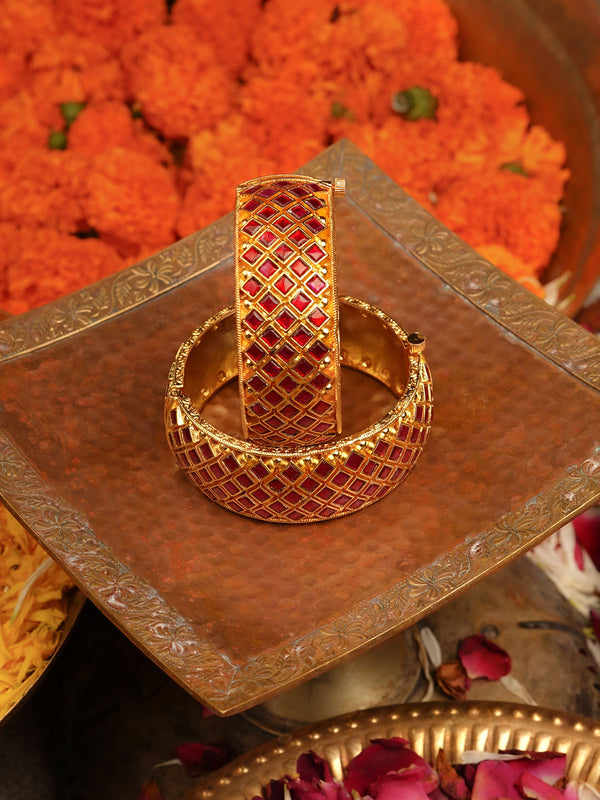 Gold Plated Jadau Kundan Bangles - MB207