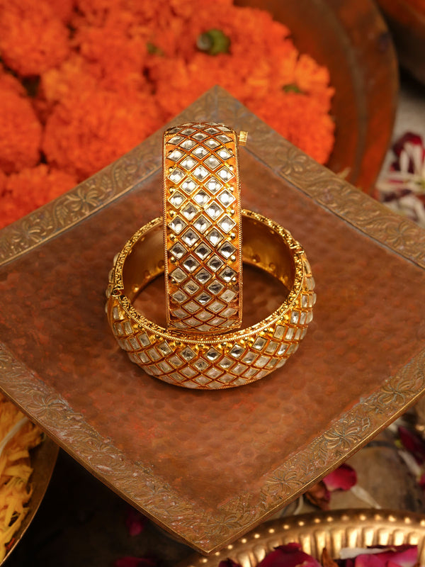 Gold Plated Jadau Kundan Bangles - MB207