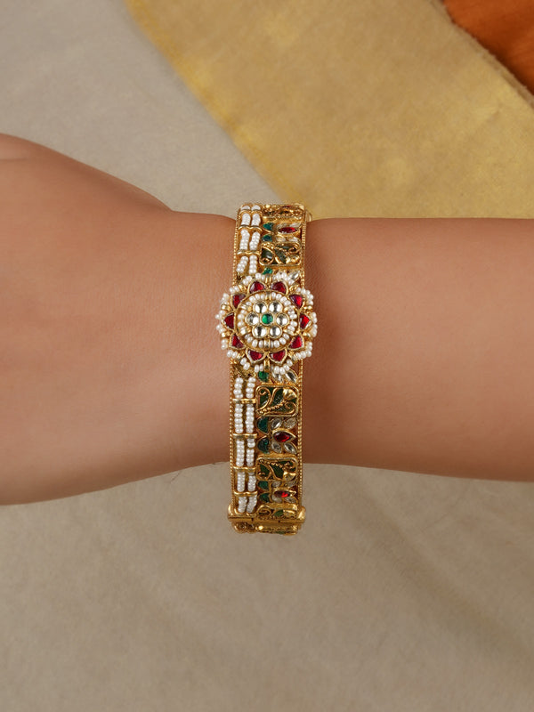 Gold Plated Jadau Kundan Bangles (One Pair) - MB217