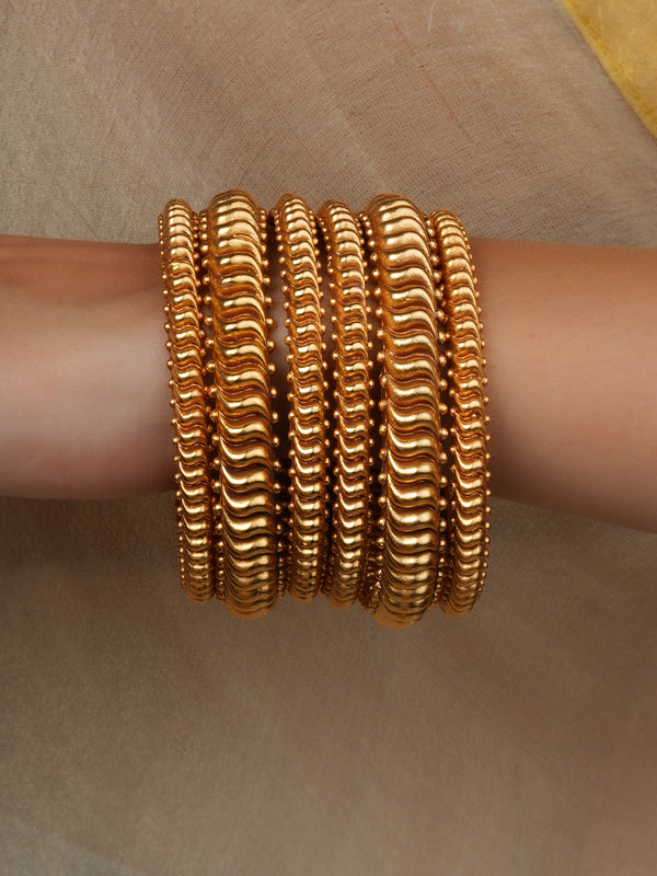 Gold Plated Jadau Kundan Bangles (Set of 6) - MB239