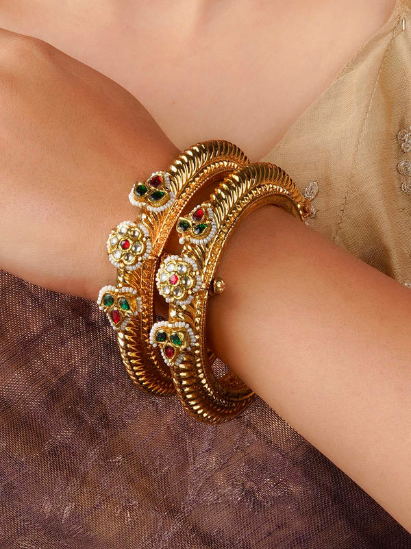 MB96MA - Multicolor Gold Plated Jadau Kundan Bangles