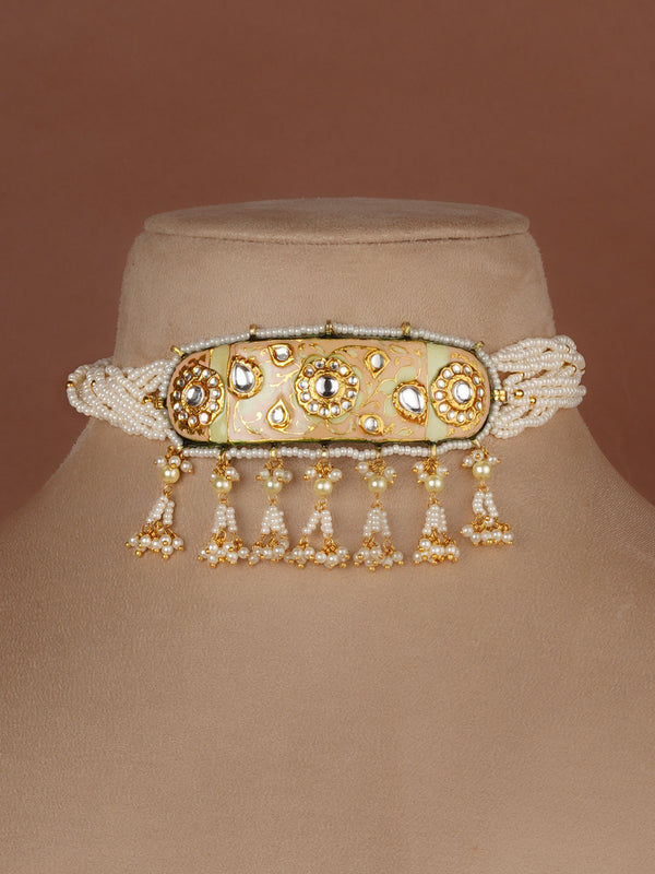 Gold Plated Jadau Kundan Necklace Set - MBD71