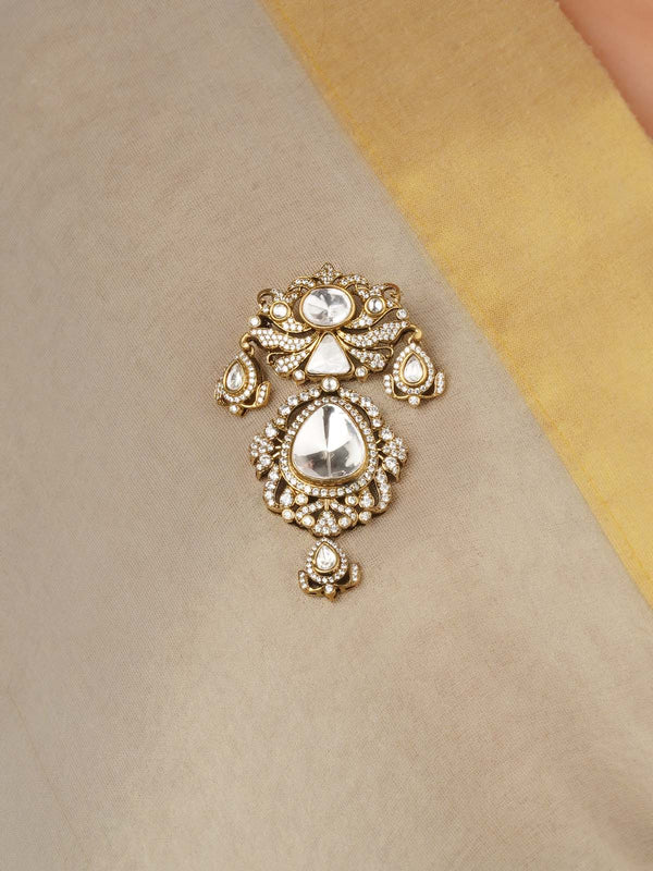 Gold Plated Faux Diamond Brooch - MBRC16